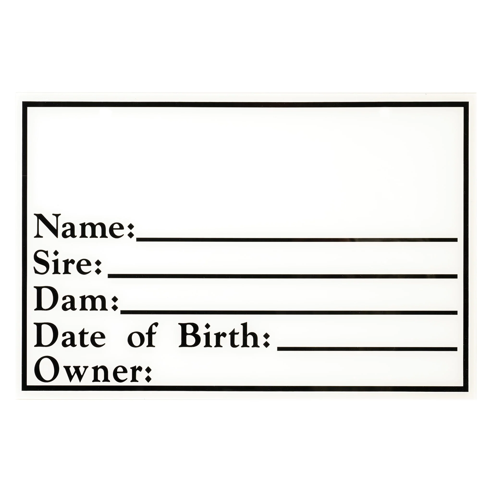 Dry Erase Pedigree Sign