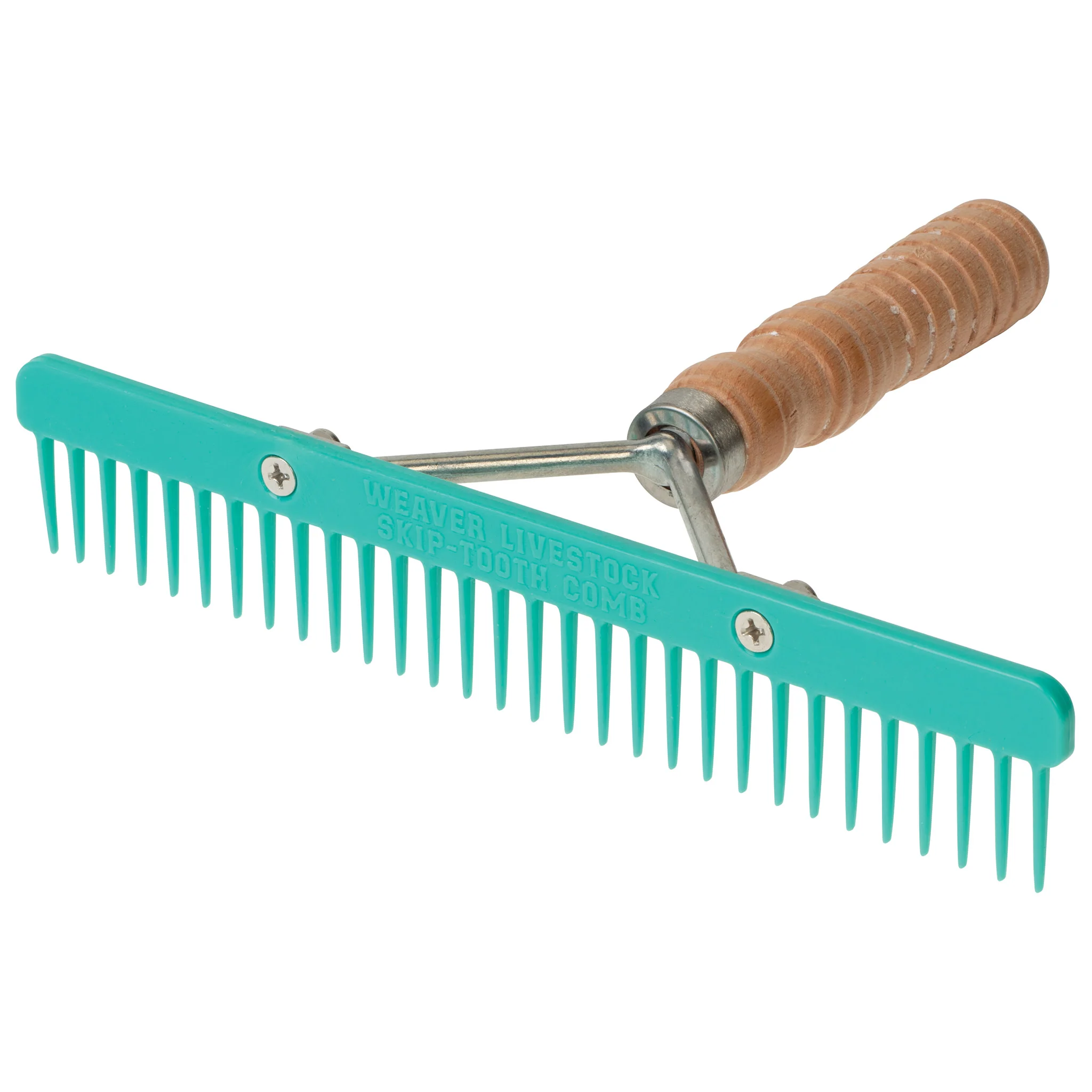 Plastic Skip Tooth Comb with Wood Handle - Image 3